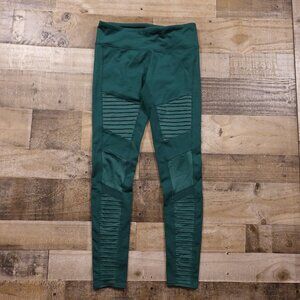 Alo Yoga High-Waist Moto Leggings Women’s Medium Green Ribbed Performance Active